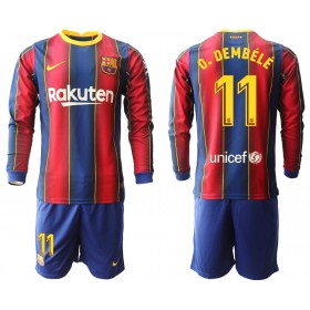 Camisetas FC Barcelona Ousmane Dembele 11 Niños Primera Equipacion 2020/2021 Manga Larga